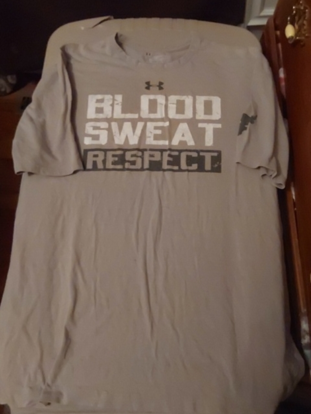 Under Armour Tan Short Sleeve 'Blood Sweat Respect' Graphic Tee